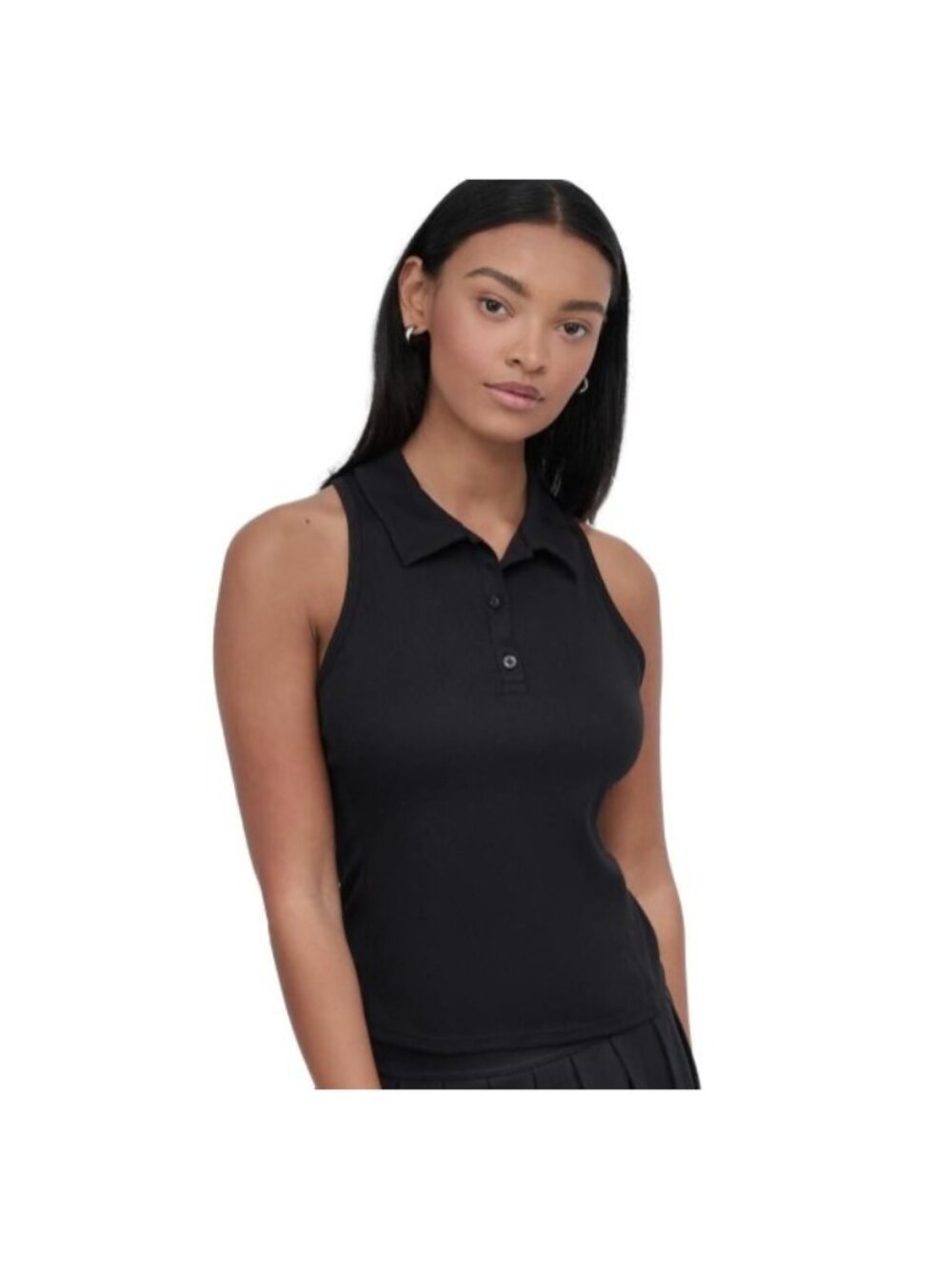 DKNY Sport Women's Court Racerback Polo Tank Top - Black XS - Picture 3 of 3